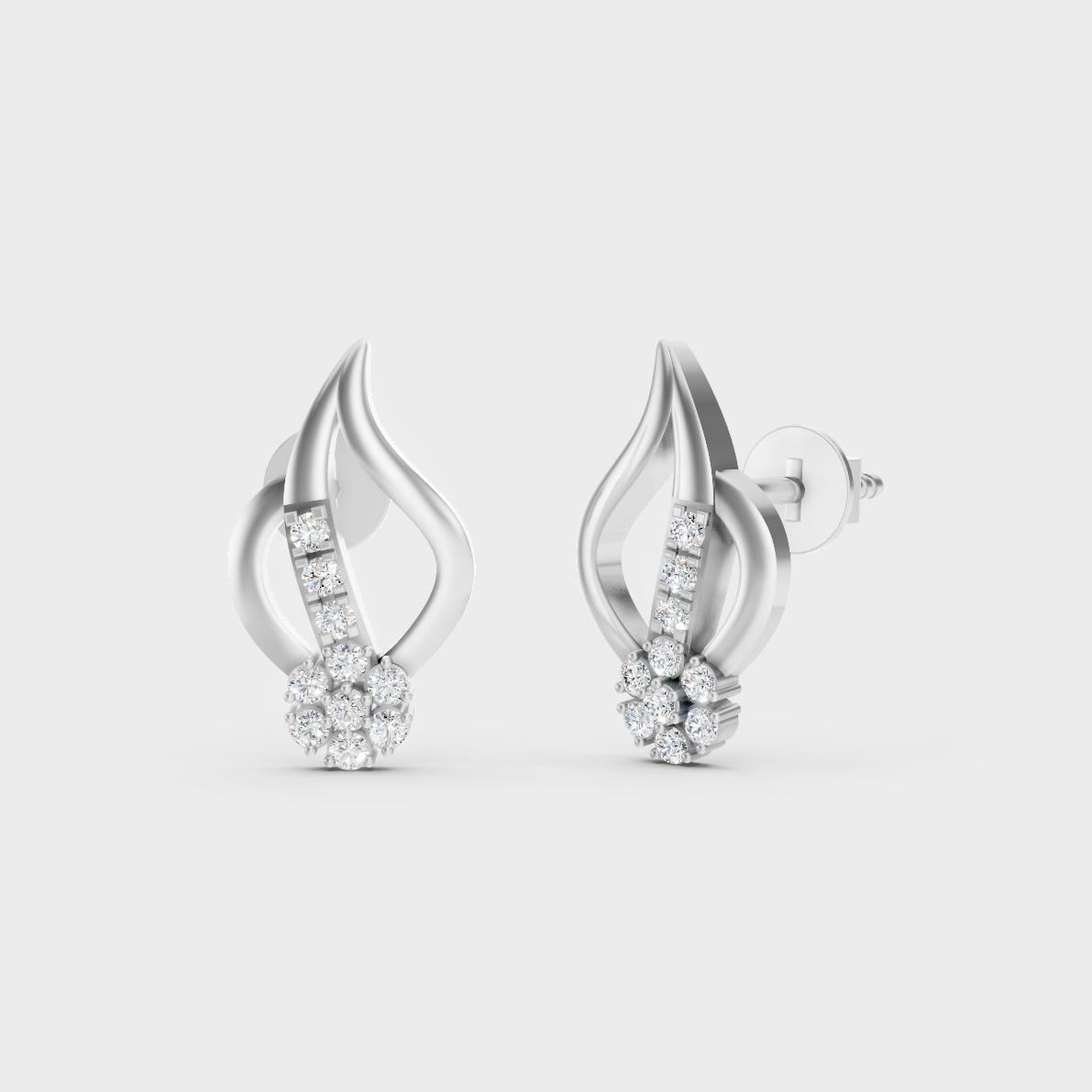 GLI Certified 0.20 Ct TW Round-Cut Lab-Grown Diamond Stud Earrings In 14K White Gold